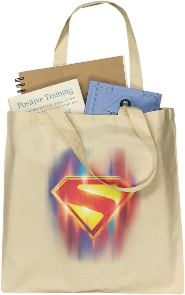 GRAPHICS & MORE Superman 2025 Glowing Shield Grocery Travel Reusable Tote Bag