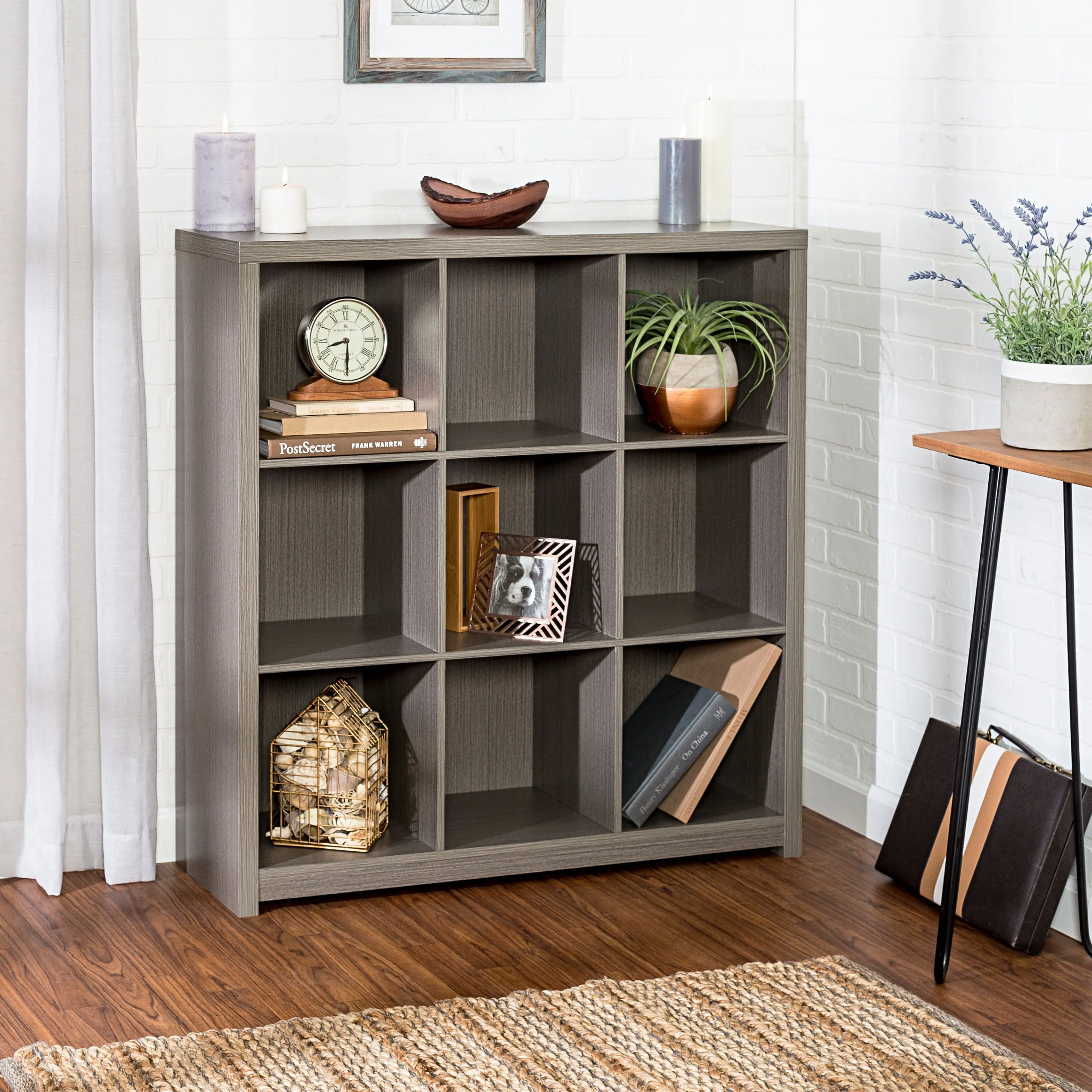 Gray Laminate 9-Cube Organizer
