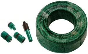 Green BRADED Garden Hose Pipe   HOZELOCK Compatible CONNECTORS 40M Length