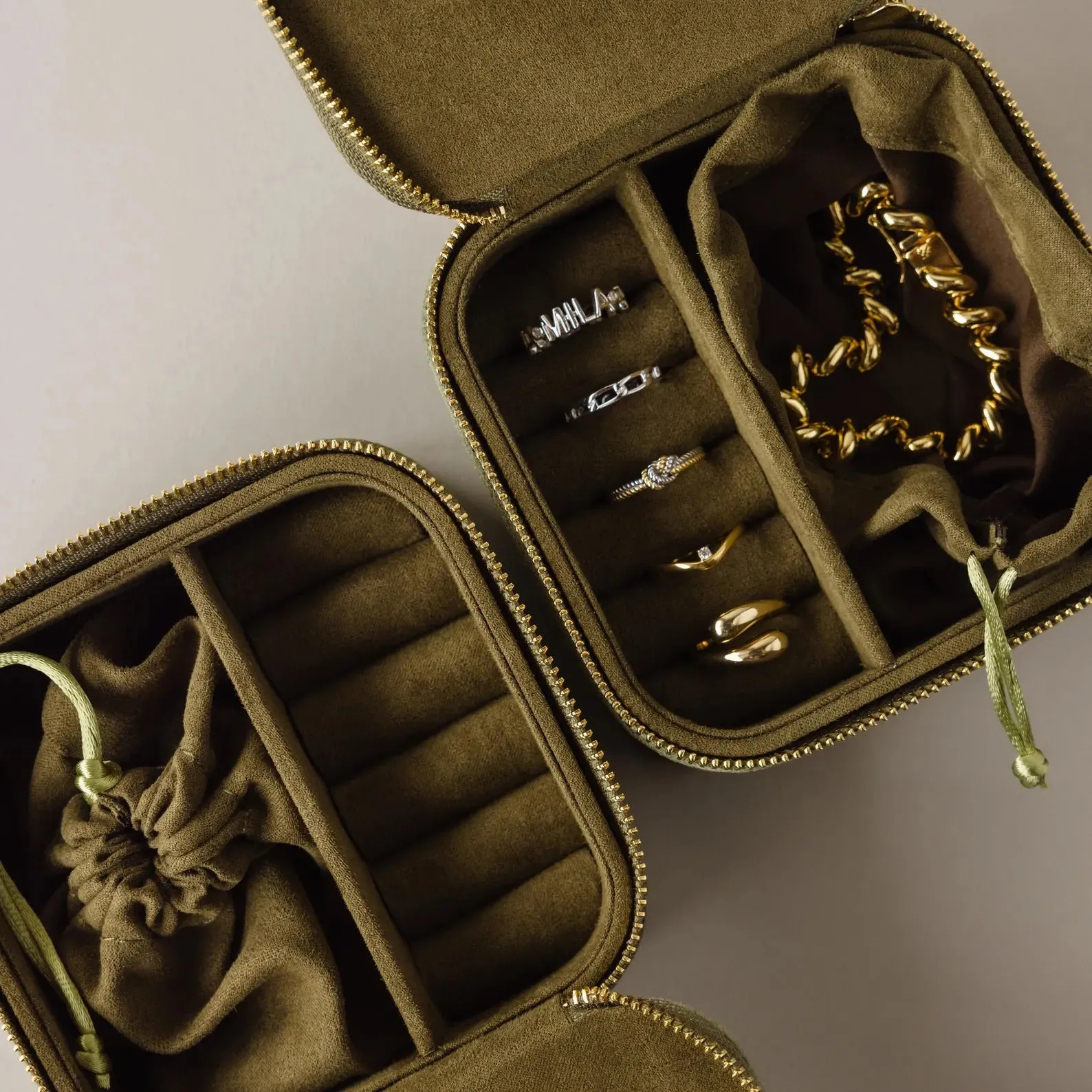Green Velvet Jewelry Box