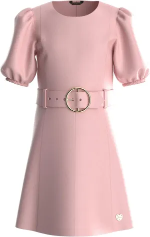 GUESS Girls' Faux Leather Fit and Flare Dress