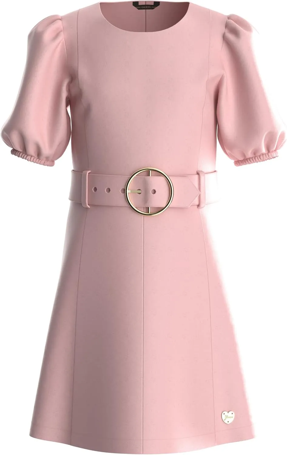GUESS Girls' Faux Leather Fit and Flare Dress