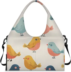 Gym Bag for Women Cute Bird Duffel Bag with Shoe Compartment and Yoga Mat Holder Portable Weekender Bags Travel Tote Bags