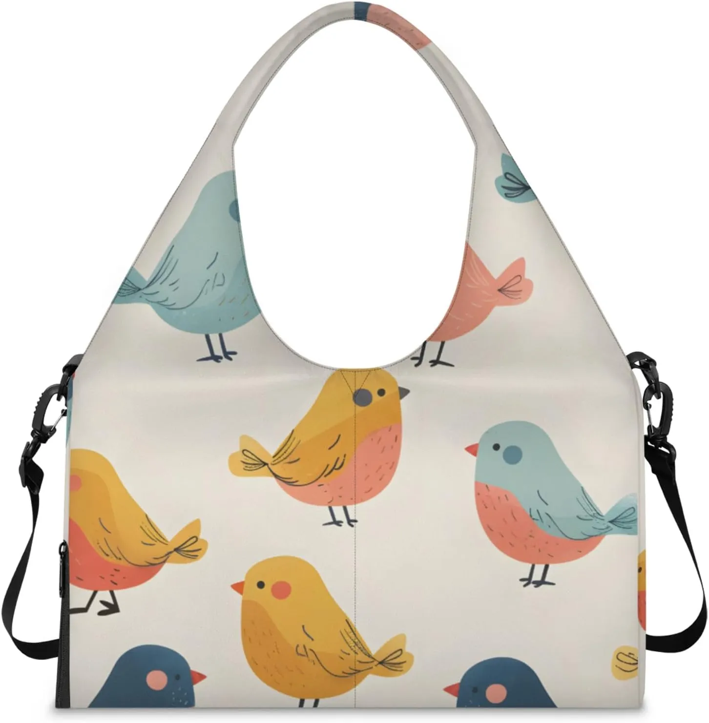 Gym Bag for Women Cute Bird Duffel Bag with Shoe Compartment and Yoga Mat Holder Portable Weekender Bags Travel Tote Bags
