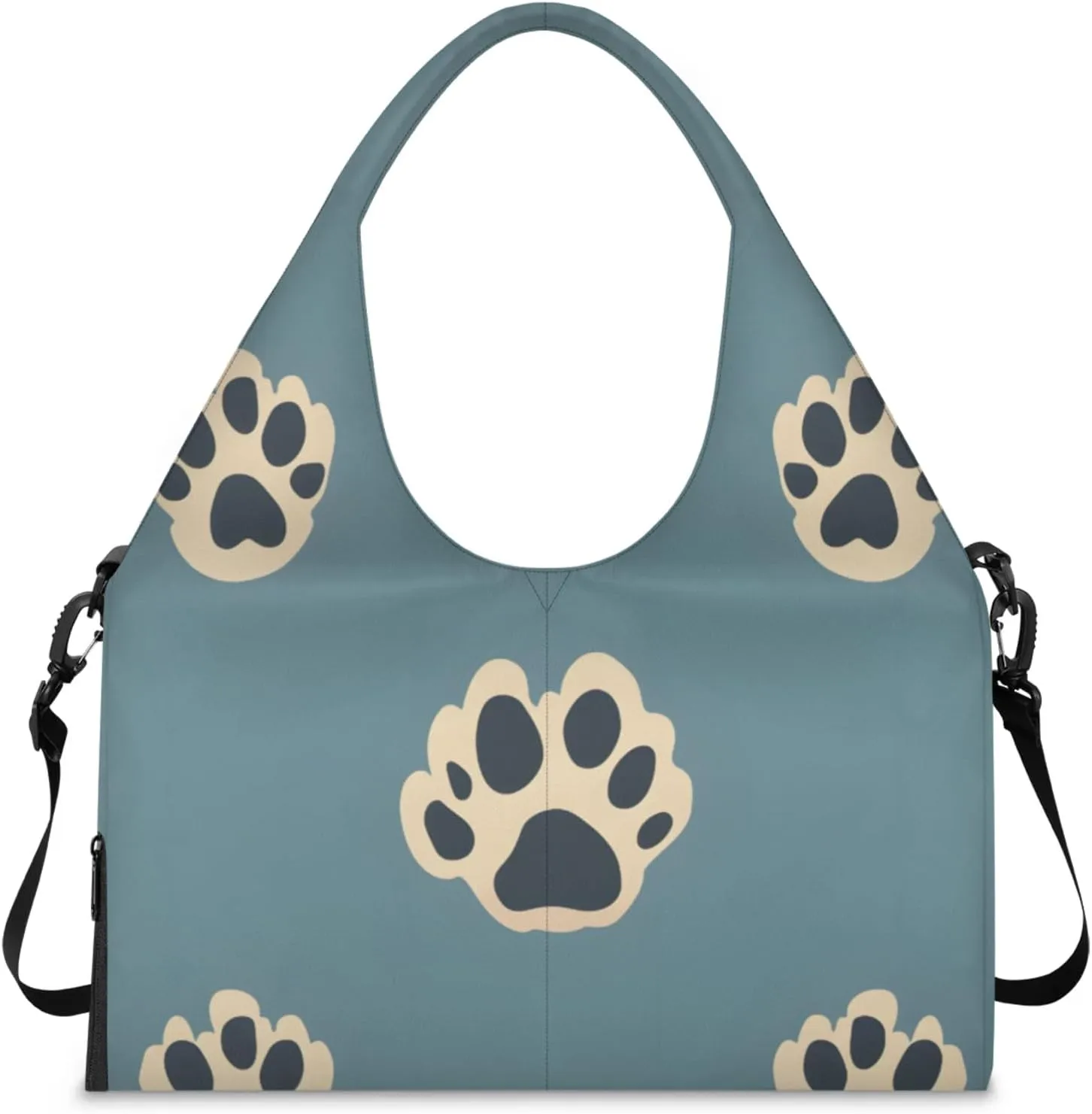 Gym Bag for Women Dog Paw Prints Duffel Bag with Shoe Compartment and Yoga Mat Holder Portable Weekender Bags Travel Tote Bags