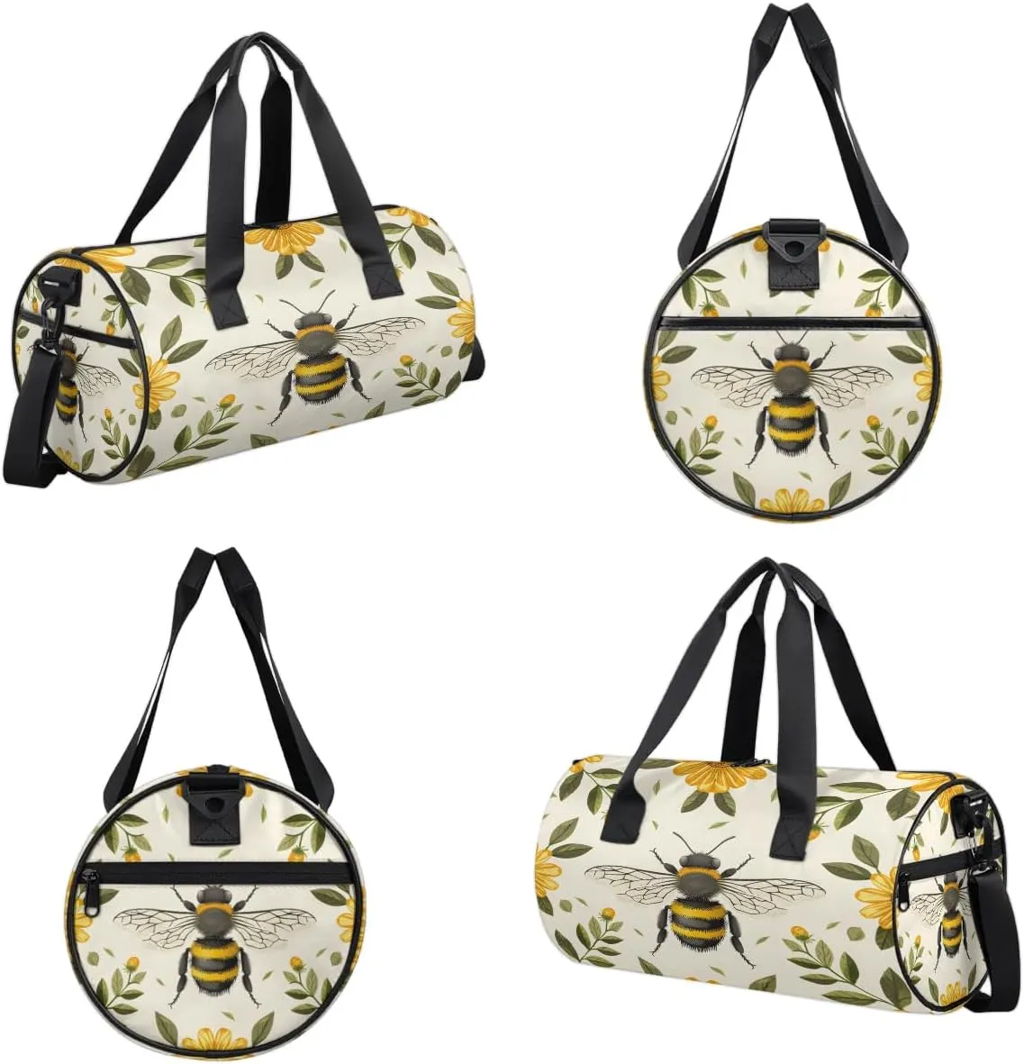 Gym Bags for Men Women Bee Sports Duffel Bags Carry On Travel Duffle Bag with Detachable Adjustable Shoulder Strap Overnight Weekender Bag