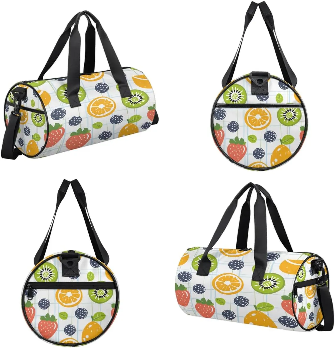Gym Bags for Men Women Cartoon Strawberry Orange Sports Duffel Bags Carry On Travel Duffle Bag with Detachable Adjustable Shoulder Strap Overnight Weekender Bag