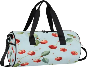 Gym Bags for Men Women Cute Cherry Sports Duffel Bags Carry On Travel Duffle Bag with Detachable Adjustable Shoulder Strap Overnight Weekender Bag