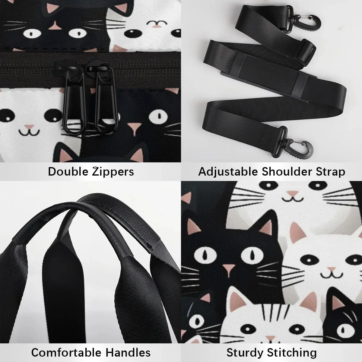 Gym Bags for Men Women Fancy Cat Pattern Sports Duffel Bags Carry On Travel Duffle Bag with Detachable Adjustable Shoulder Strap Overnight Weekender Bag