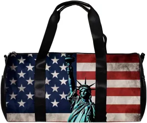 Gym Bags for Men,Travel Duffel Bags for Women,American Flag Statue of Liberty,Workout Bag, 17.7x9x9 in, O6zt2gxwxwuz, Xm2y2pazjfmj