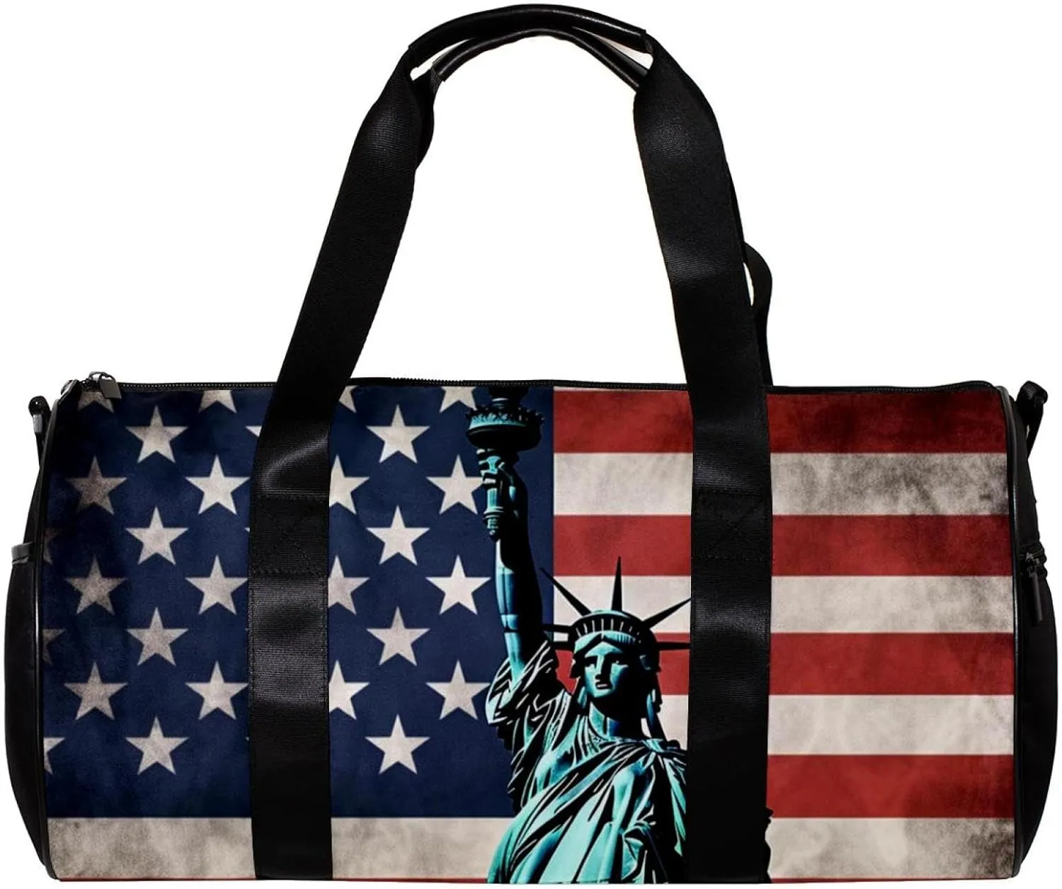 Gym Bags for Men,Travel Duffel Bags for Women,American Flag Statue of Liberty,Workout Bag, 17.7x9x9 in, O6zt2gxwxwuz, Xm2y2pazjfmj