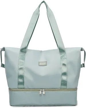 Gym Tote Bag for Women Foldable Overnight Weekender Duffle Bags Shoulder Carry on luggage Bag with Trolley Sleeve