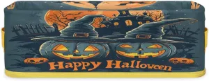 Halloween Pumpkin House Bathroom Storage Basket, Foldable with Handle Open Countertop Paper Towel Decorative Box, Toilet Tank Top Shelf Baskets for Home Closet Bedroom Living Room Office