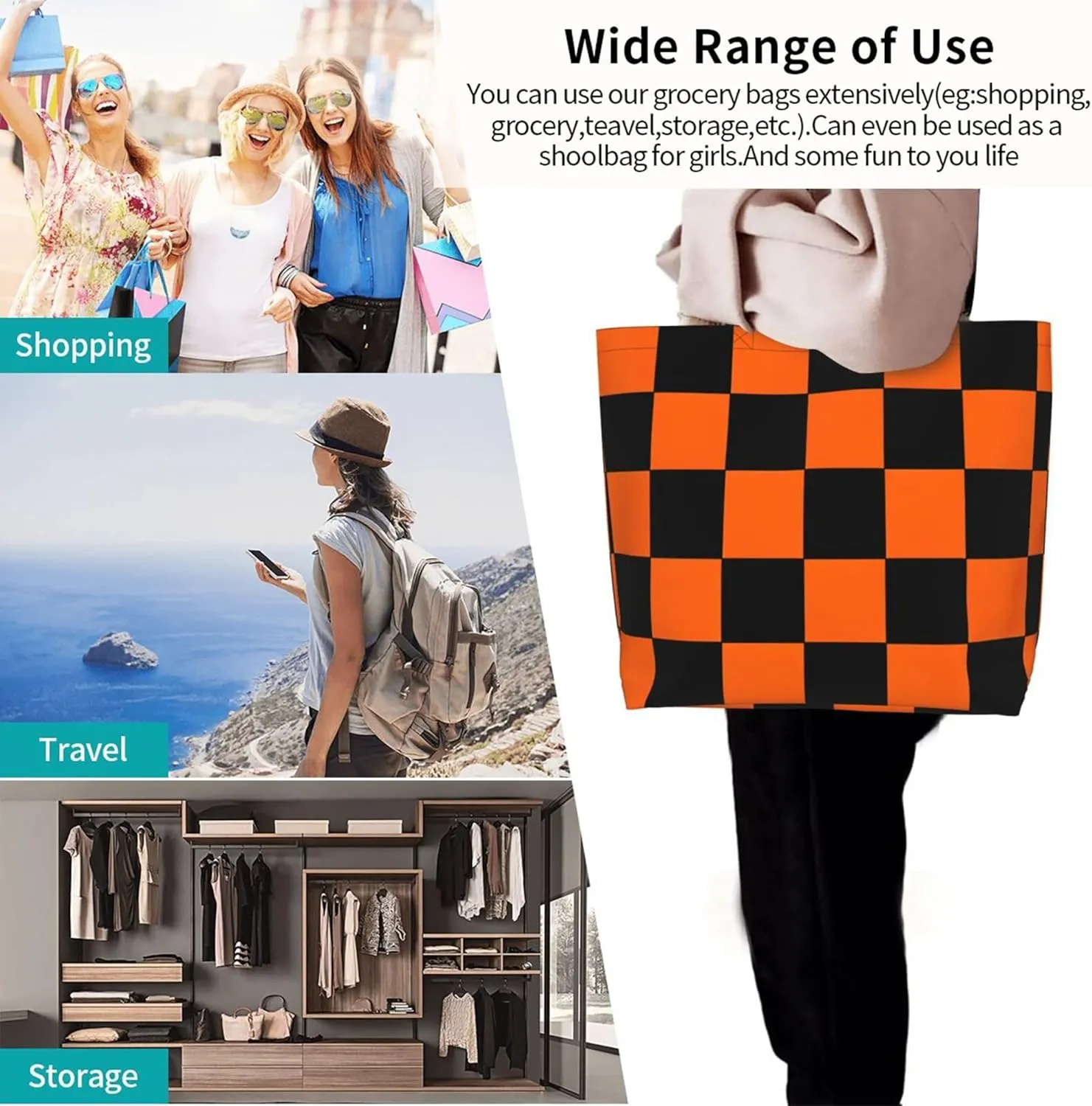 Halloween Women Travel Tote Bag With Zipper - Large Beach Work Handbag Purse