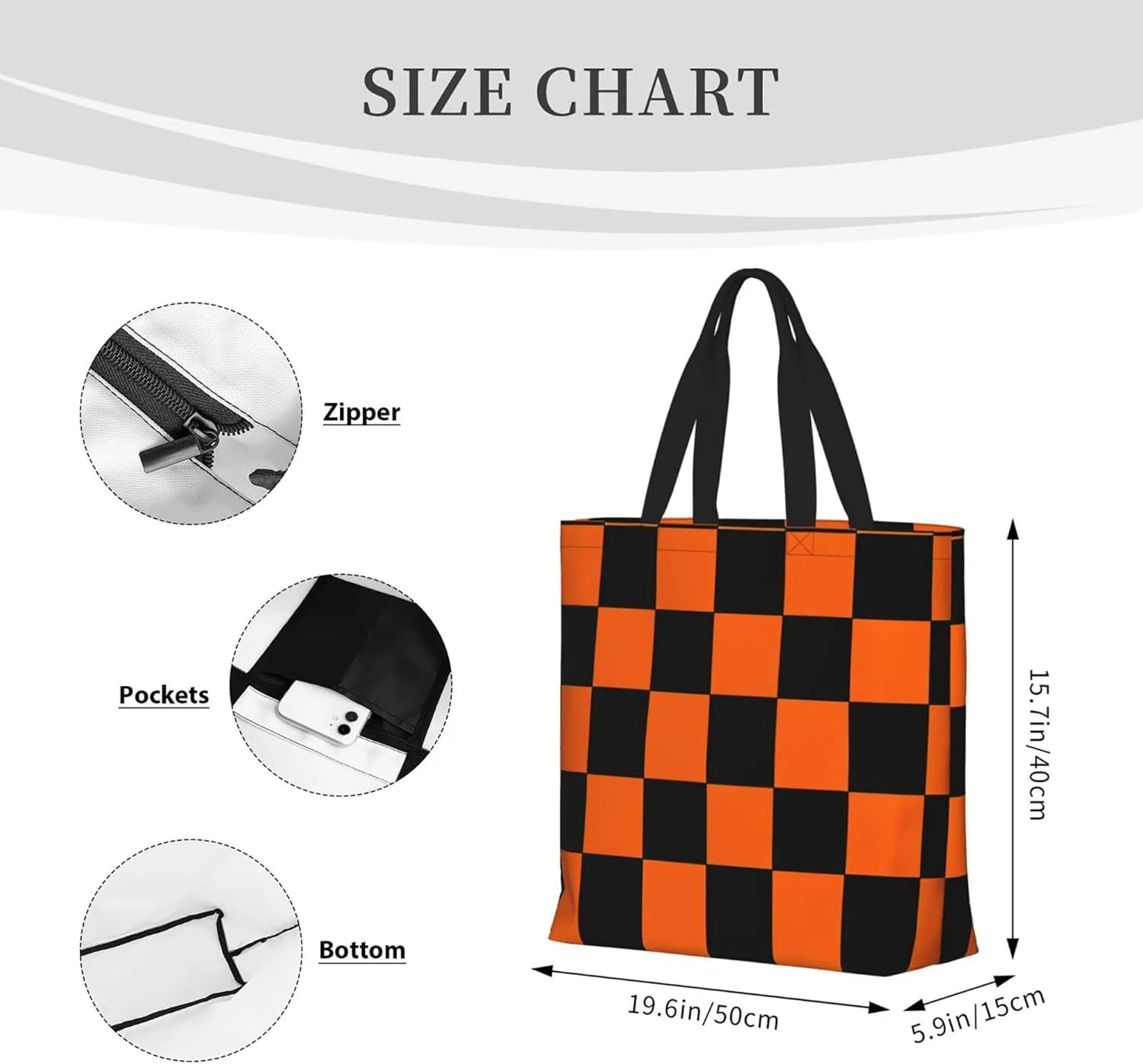 Halloween Women Travel Tote Bag With Zipper - Large Beach Work Handbag Purse