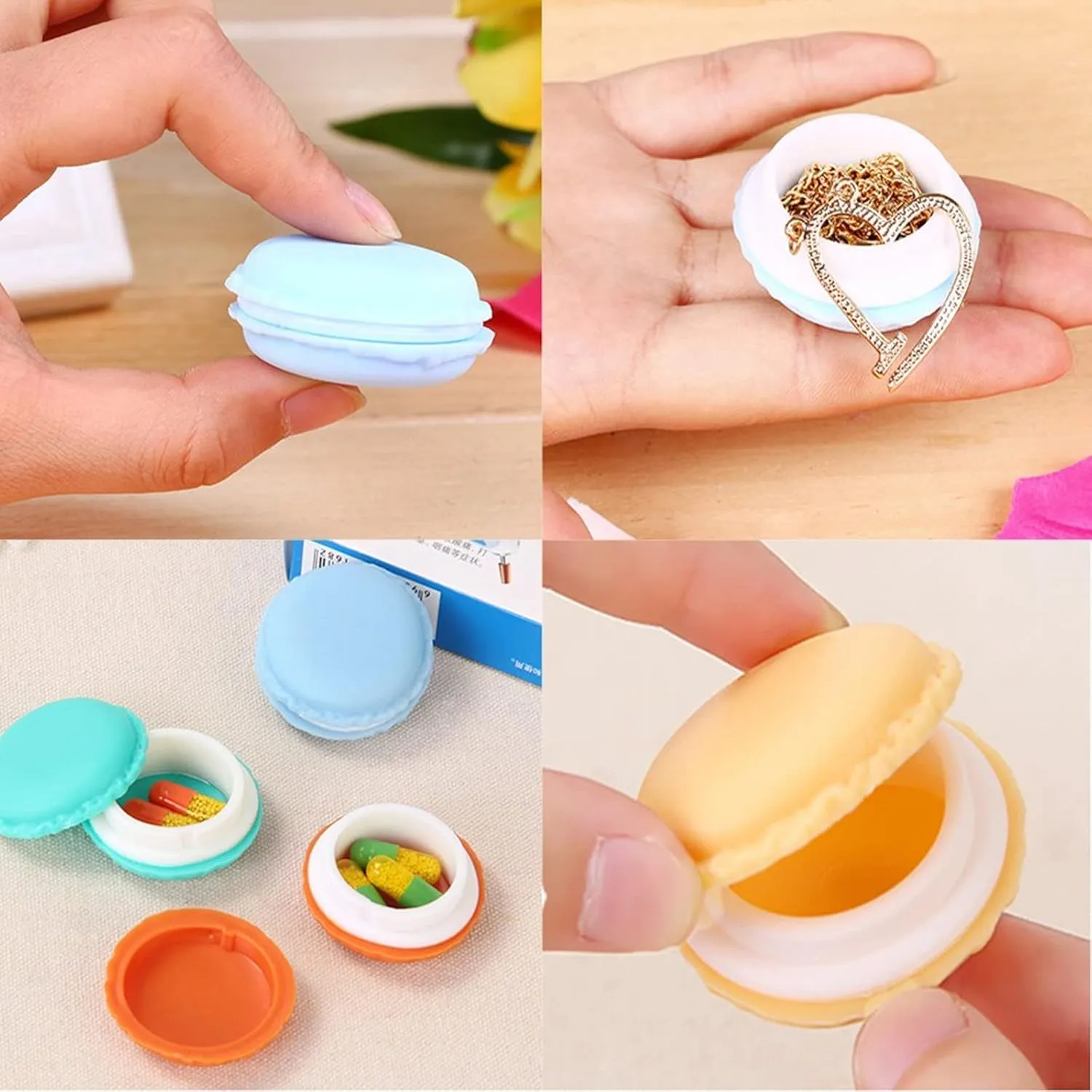 HAN SHENG 30 Pcs Cute Macaron Mini Storage Case Jewelry Box Case Jewelry Storage Container Earring Travel Organizer (Blue)