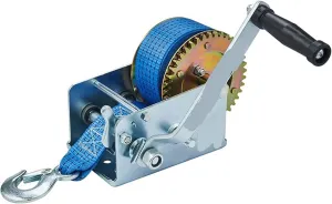 Hand Crank Winch, 3000lb Winch Trailer Manual Strong Winch W/32.8ft Belt 3000 Pounds Load Capacity ATV Marine Trailer Tool Marine Manual Winch,for Trailer, Boat (Blue 1)