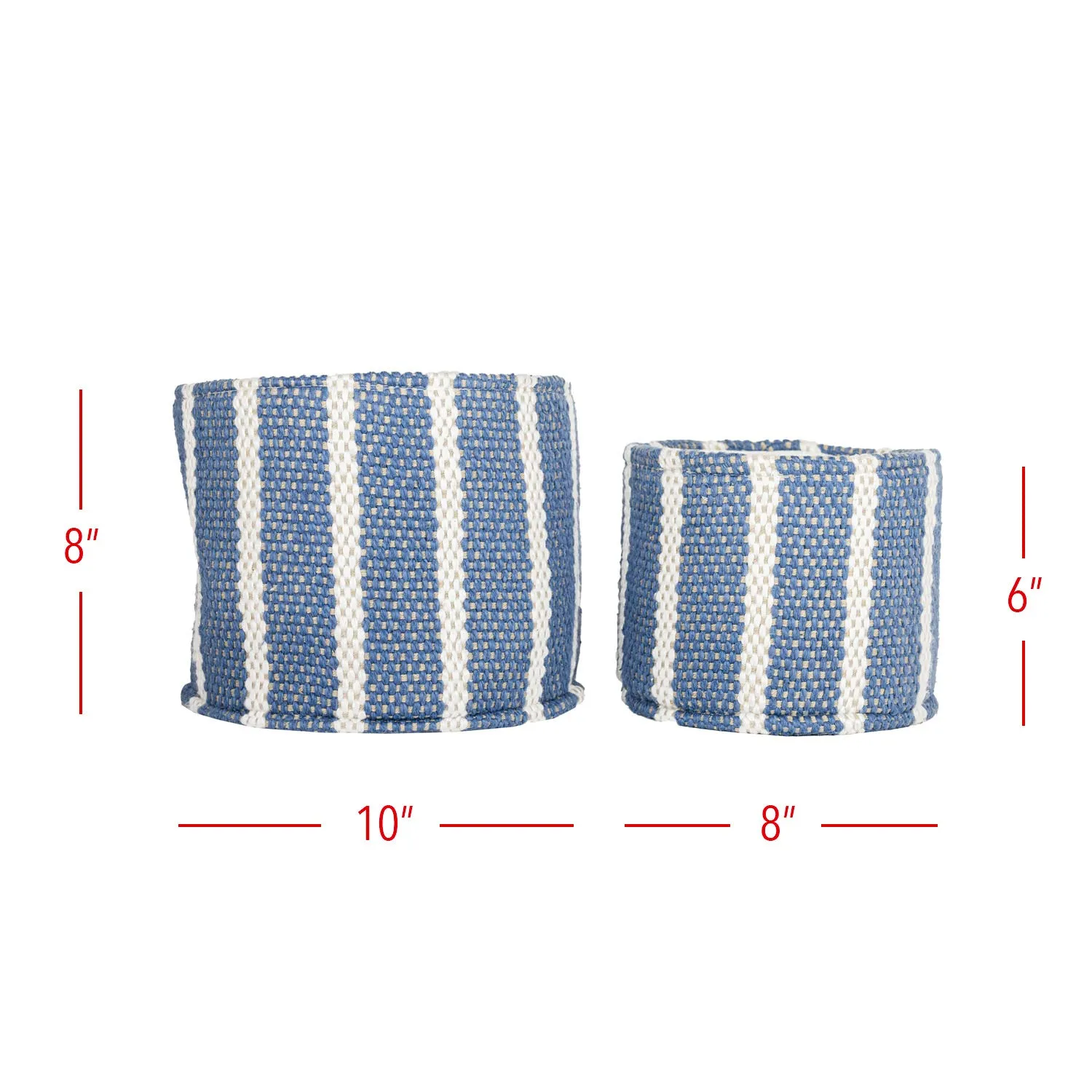HAND WOVEN LIBERTY STRIPED COTTON BINS BLUE, SET OF 2 (MIN 1)