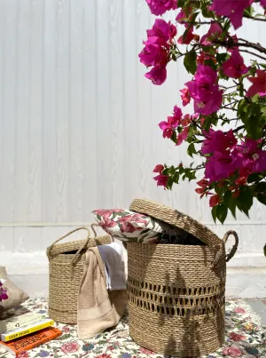 Handcrafted Laundry baskets/ Multi Utility Baskets with lid and handles