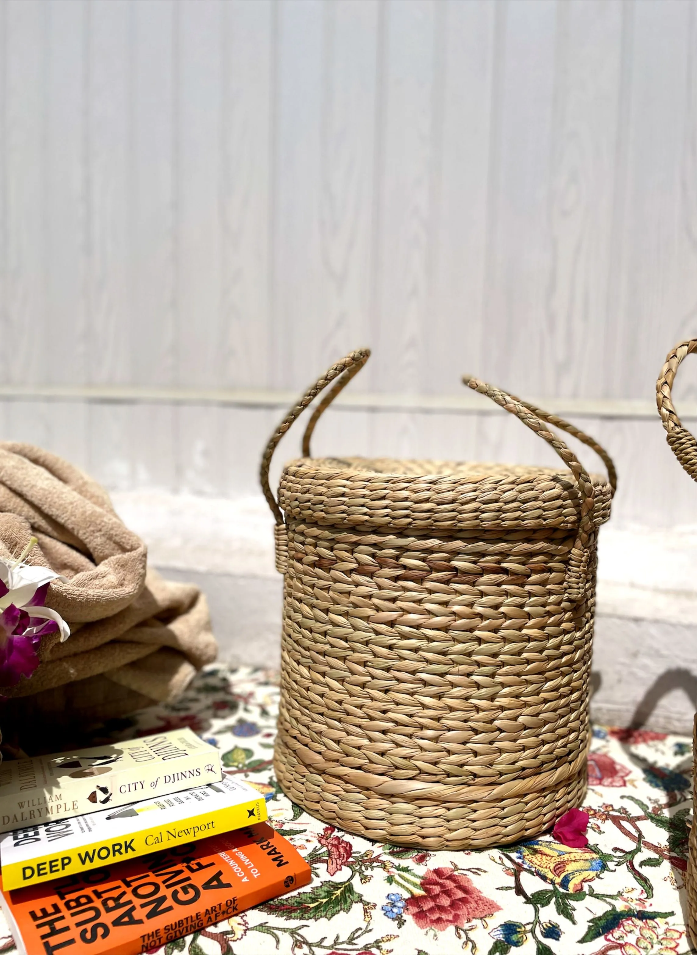 Handcrafted Laundry baskets/ Multi Utility Baskets with lid and handles