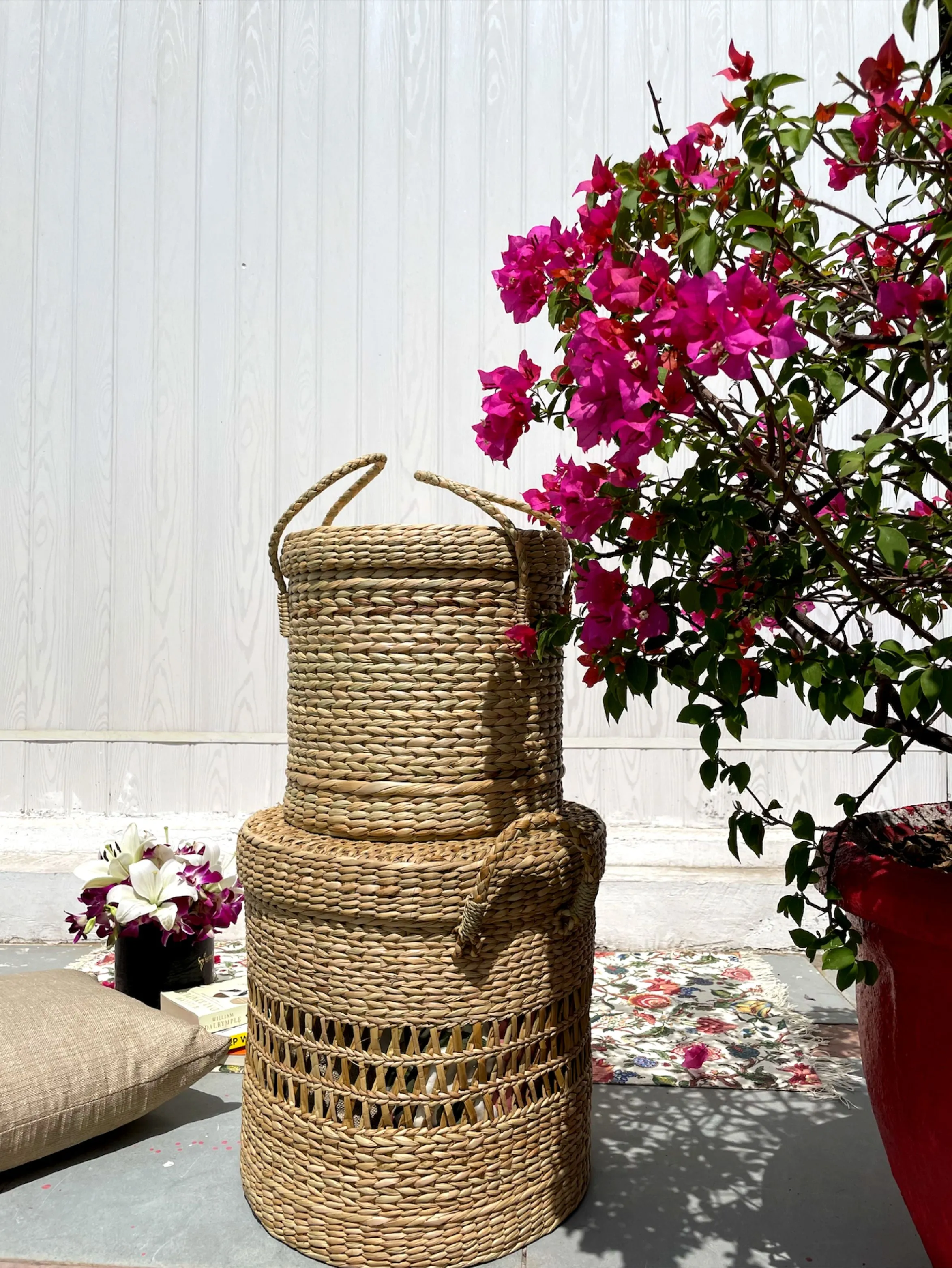 Handcrafted Laundry baskets/ Multi Utility Baskets with lid and handles