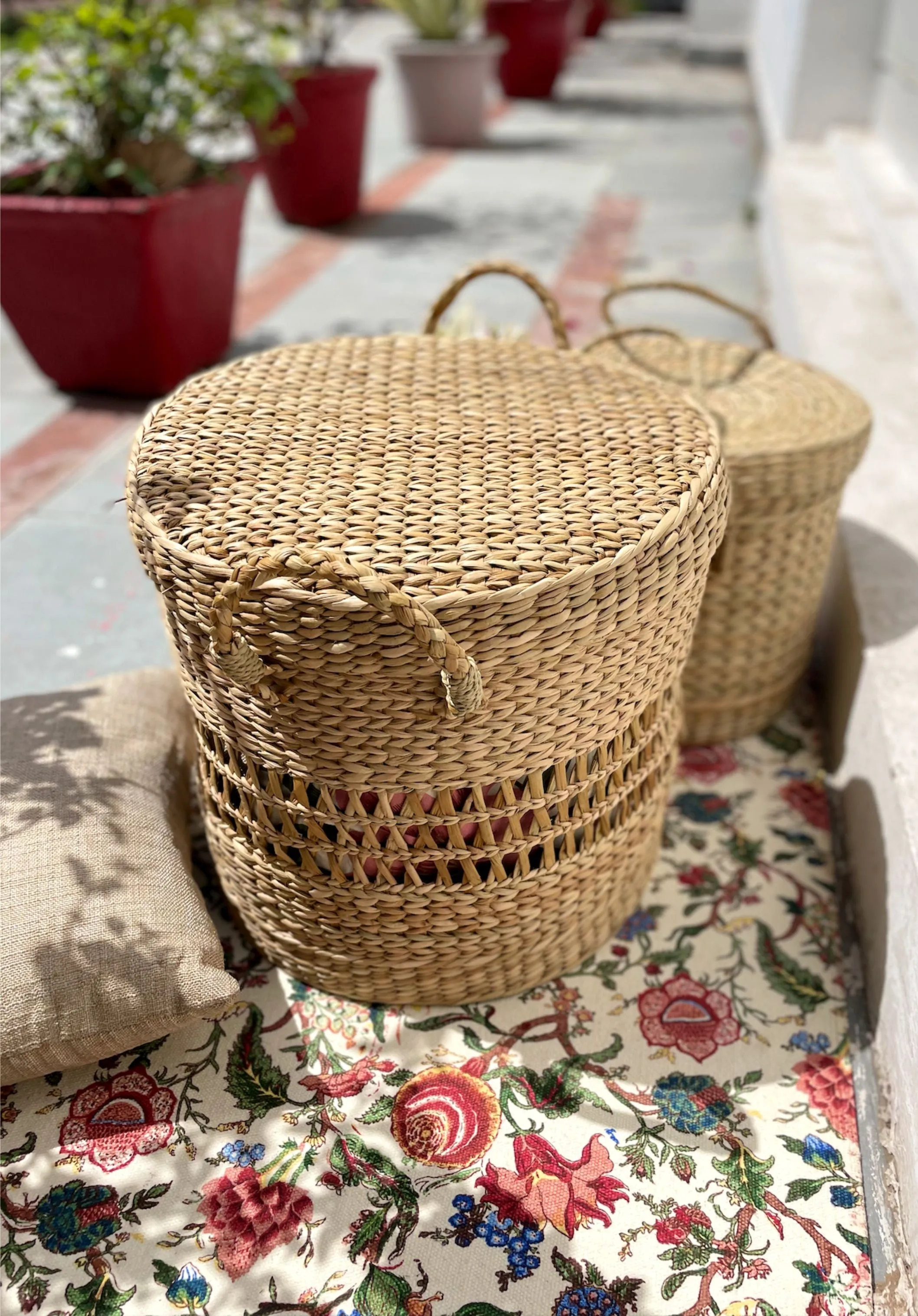 Handcrafted Laundry baskets/ Multi Utility Baskets with lid and handles