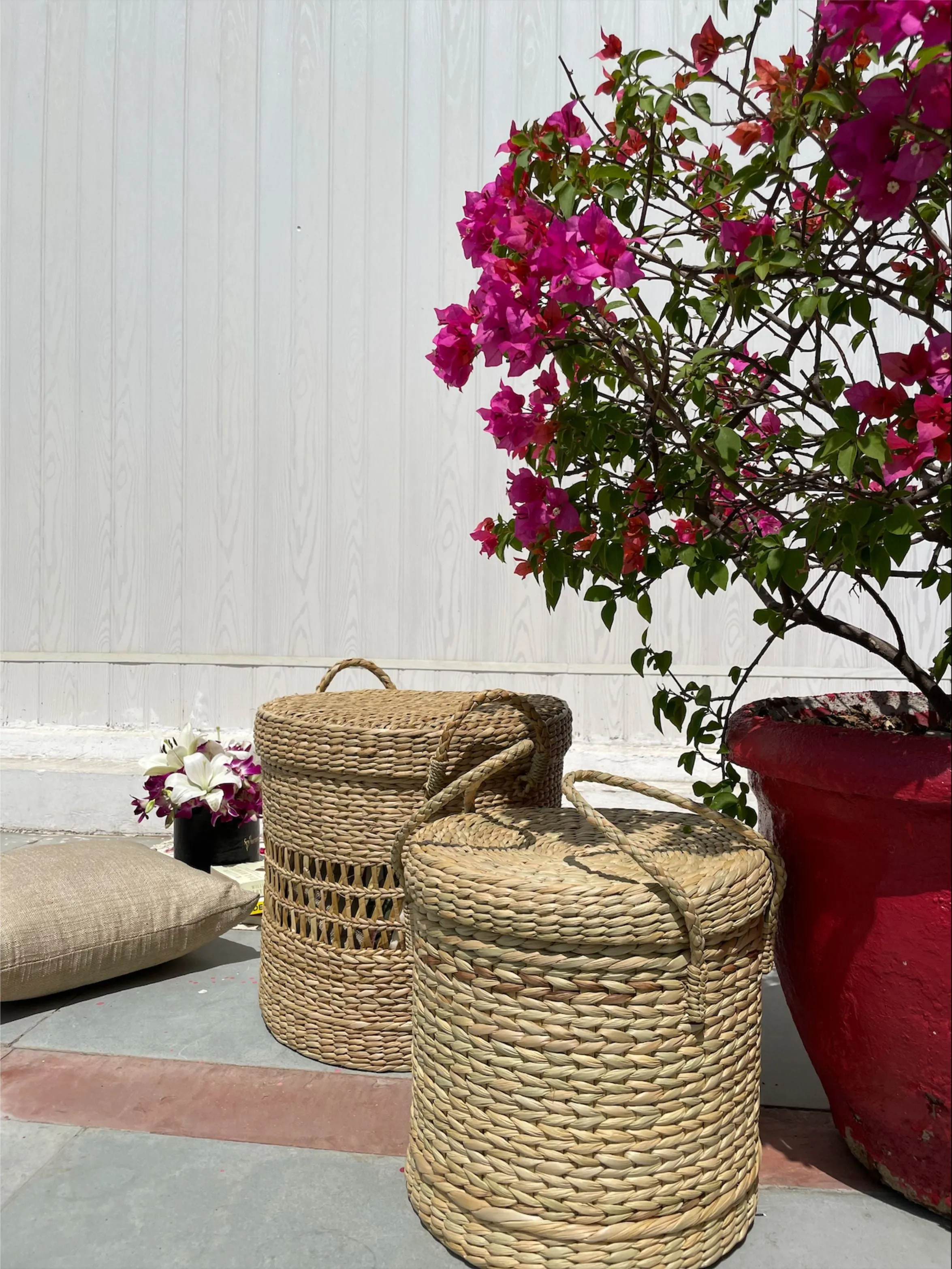 Handcrafted Laundry baskets/ Multi Utility Baskets with lid and handles