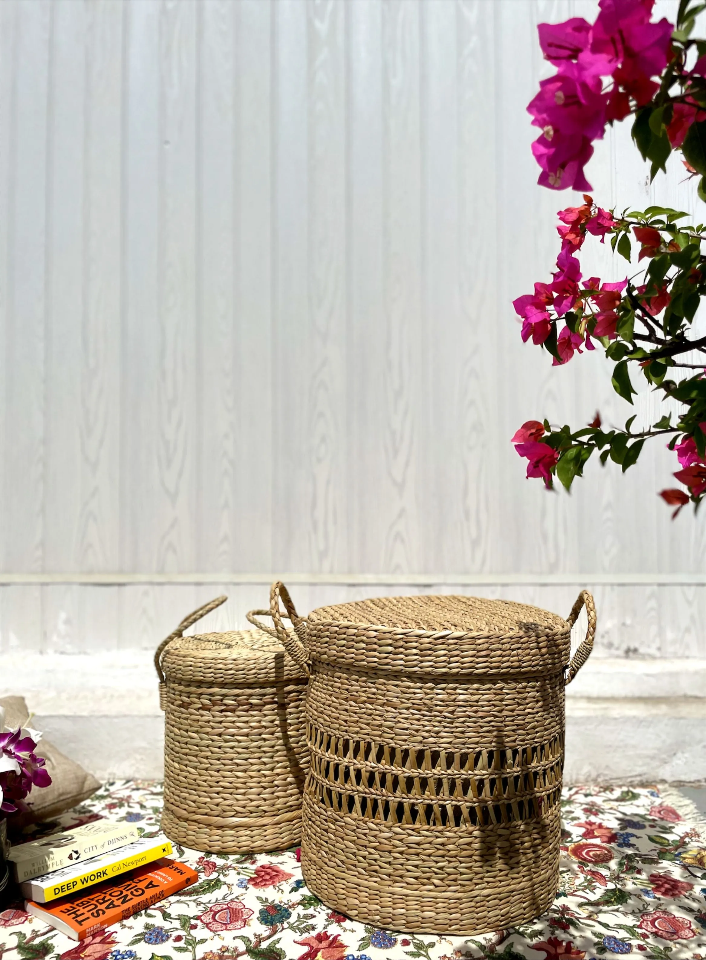 Handcrafted Laundry baskets/ Multi Utility Baskets with lid and handles