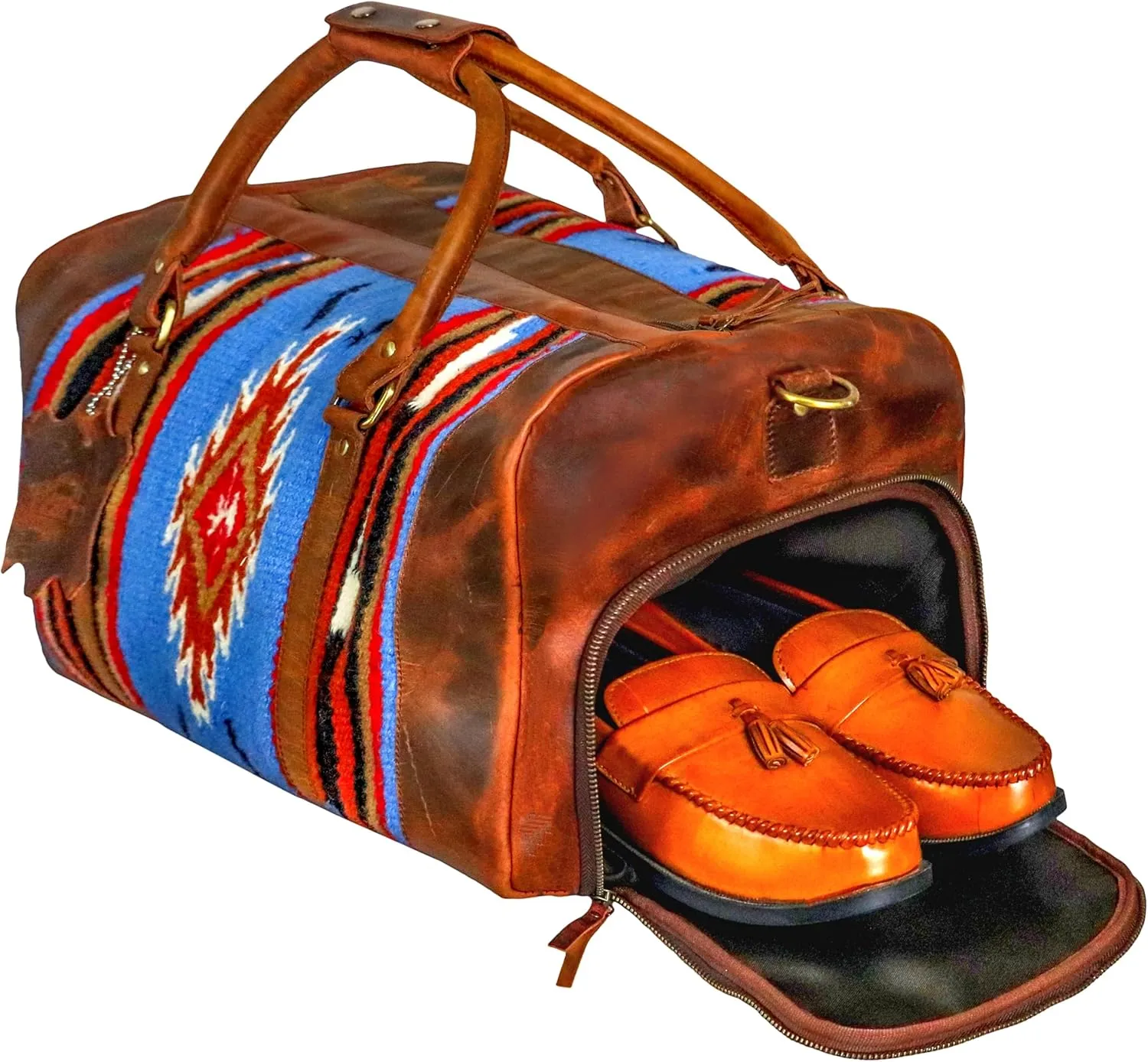 Handmade Duffle Bag leather heavy duty Gym Sports Airplane Overnight Luggage Carry On Unisex Travel Hand Rug Wollen Gift for His/Her (Duffle Bag Style_02)