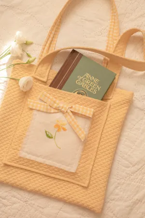 Handmade embroidered large book bag - picnic blanket