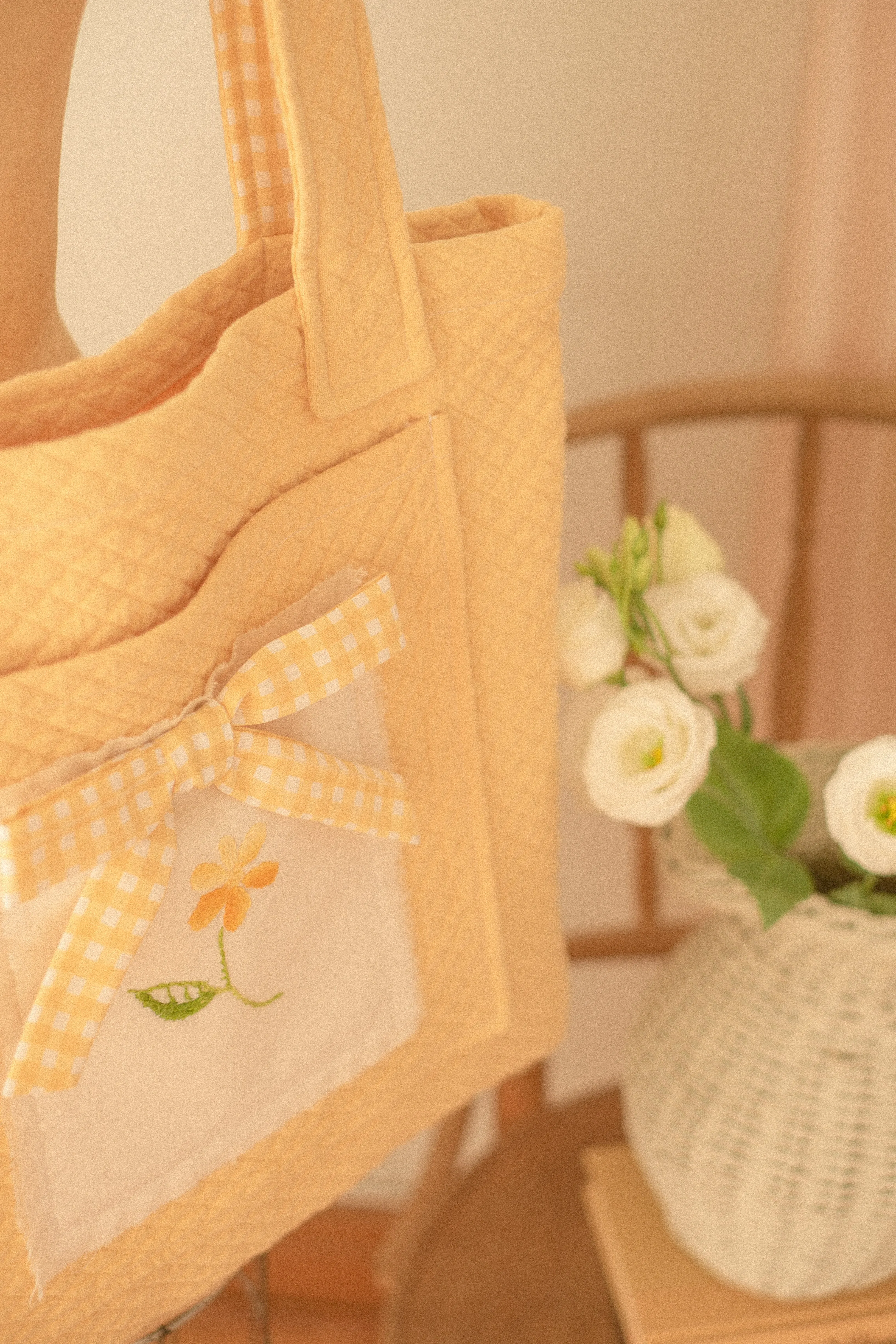 Handmade embroidered large book bag - picnic blanket