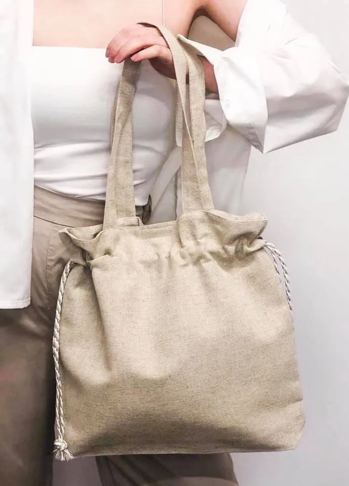 Handmade Linen Tote Bag with Pockets