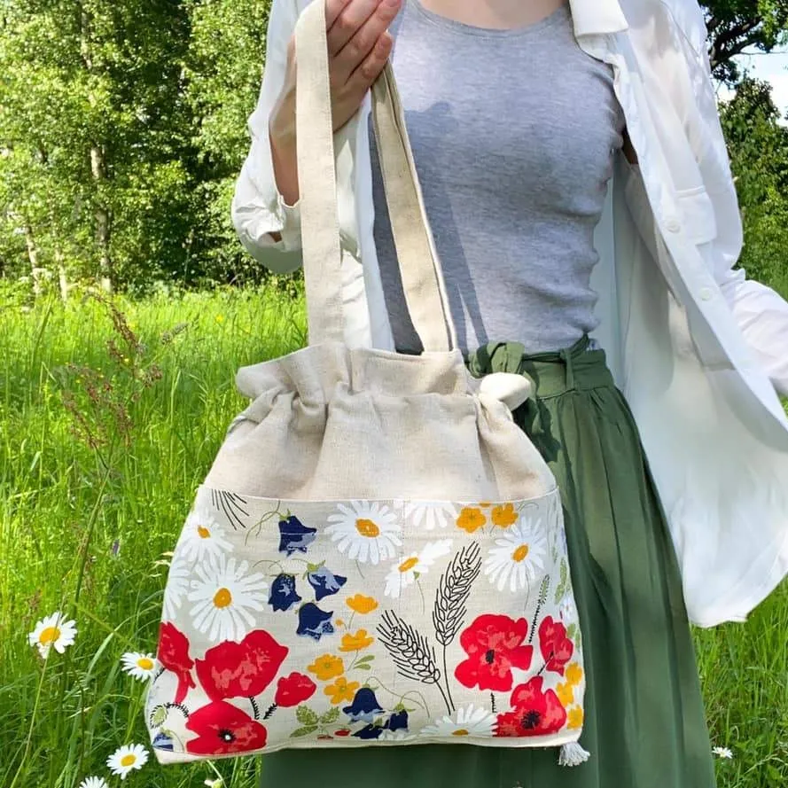 Handmade Linen Tote Bag with Pockets