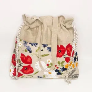 Handmade Linen Tote Bag with Pockets