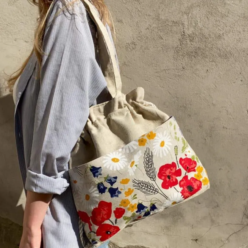 Handmade Linen Tote Bag with Pockets