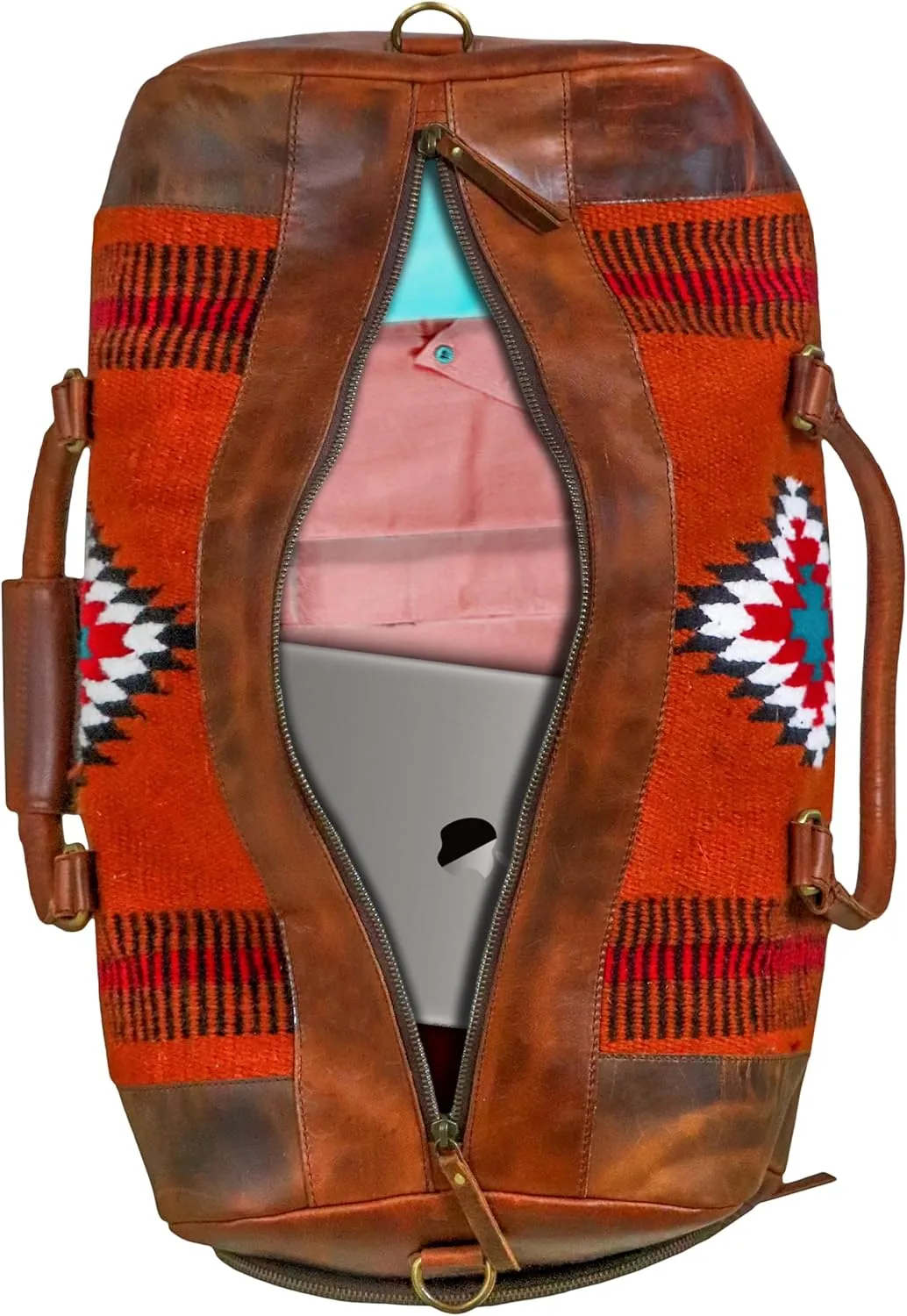 Handmade Premium Duffle Bag leather heavy duty Gym Sports Airplane Overnight Luggage Carry On Unisex Travel Hand woven Rug Bag Wollen Bag Gift for His/Her (Rug Duffle Bag Artical_08)