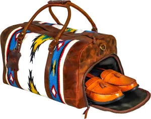 Handmade Premium Duffle Bag leather heavy duty Gym Sports Airplane Overnight Luggage Carry On Unisex Travel woven Rug Bag Wollen Bag Gift for His/Her