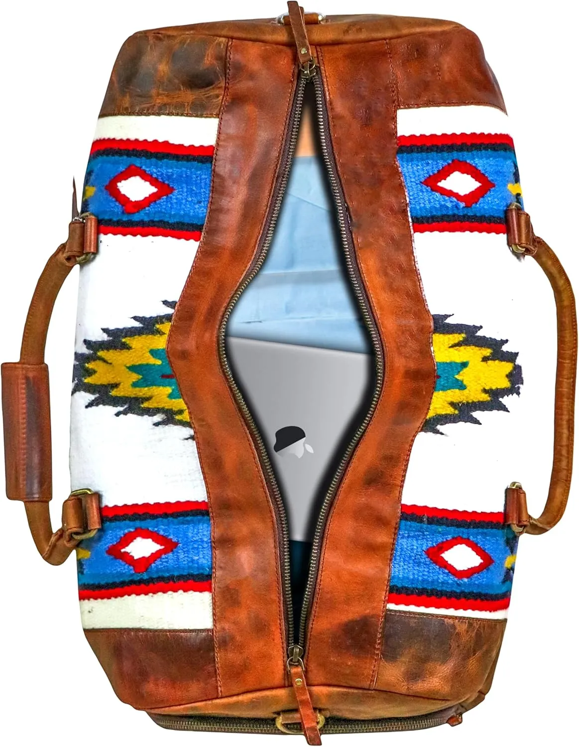 Handmade Premium Duffle Bag leather heavy duty Gym Sports Airplane Overnight Luggage Carry On Unisex Travel woven Rug Bag Wollen Bag Gift His/Her (RUG DUFFLE BAG MODULE_03)