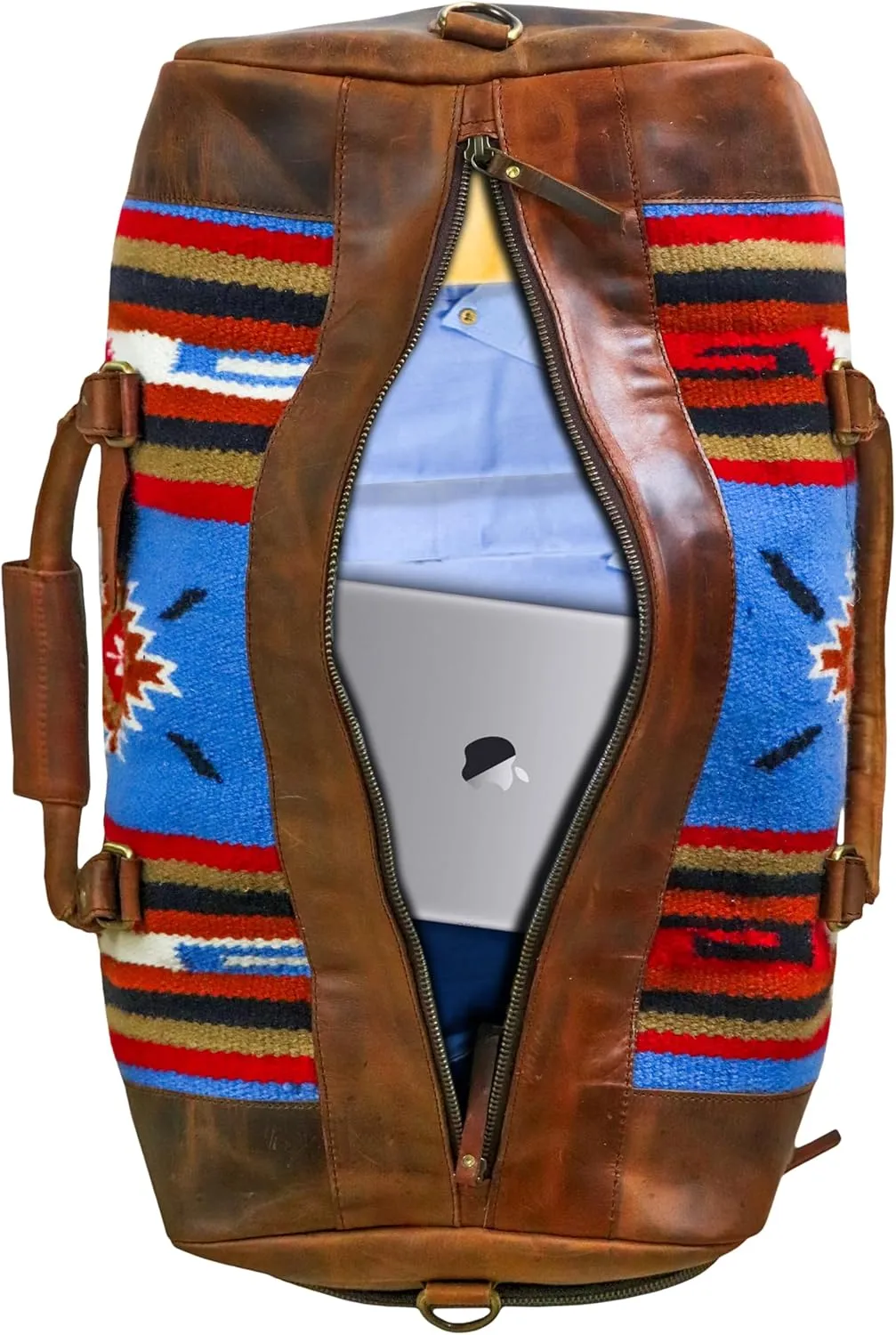 Handmade Premium Duffle Bag leather heavy duty Gym Sports Airplane Overnight Luggage Carry On Unisex Travel woven Rug Bag Wollen Hand Bag Gift for His/Her (RUG DUFFLE BAG DESIGN_04)
