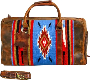 Handmade Premium Duffle Bag leather heavy duty Gym Sports Airplane Overnight Luggage Carry On Unisex Travel woven Rug Bag Wollen Hand Bag Gift for His/Her (RUG DUFFLE BAG DESIGN_04)