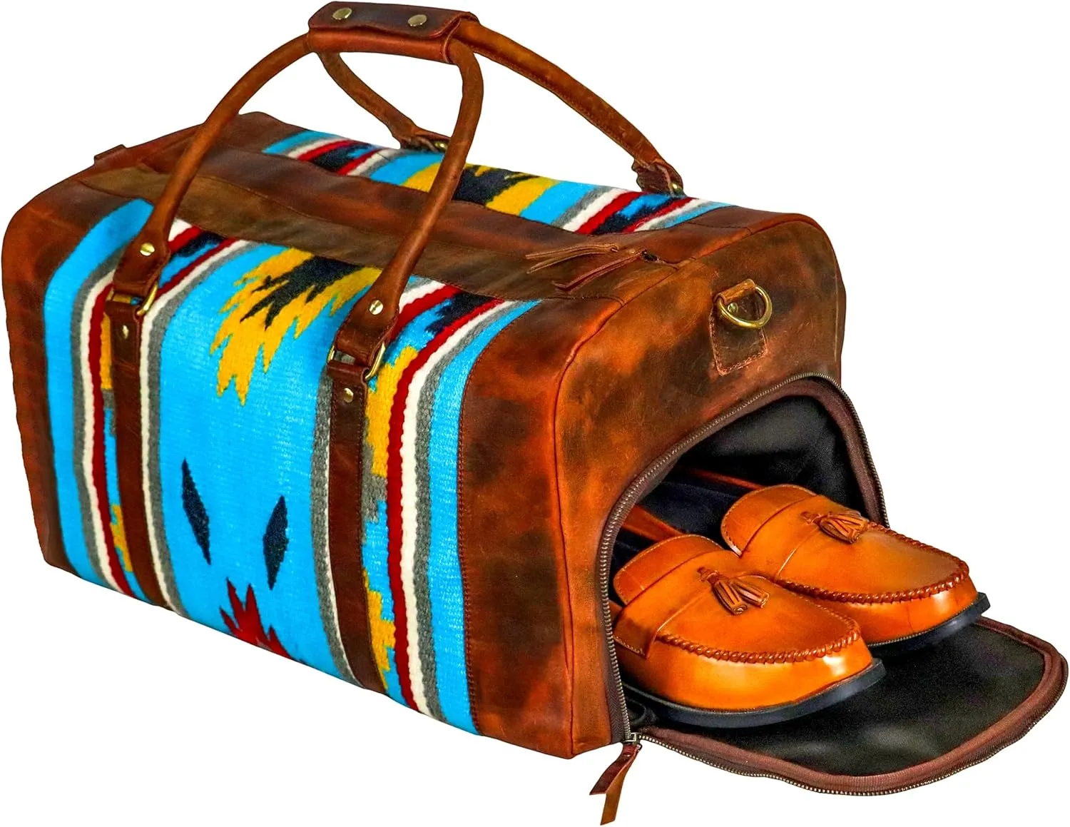Handmade Premium Duffle leather heavy duty Gym Sports Overnight Luggage Carry On Unisex Travel Rug Wollen Bag MO6