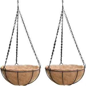 Hanging Baskets for Plants Outdoor, 10 Inch Hanging Planters with Natural Coconut Liner, Metal Hanging Flower Pots for Indoor, Outdoor, Round Planters for Garden Decoration (2, 10 Inch)