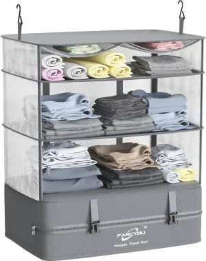 Hanging Packing Cubes for Suitcase Organizer Bags, Upgraded Nylon Fabric Portable Closet 17 * 12 * 24in, Compression Packing and Unpacking In One Step for Business Travel Essentials