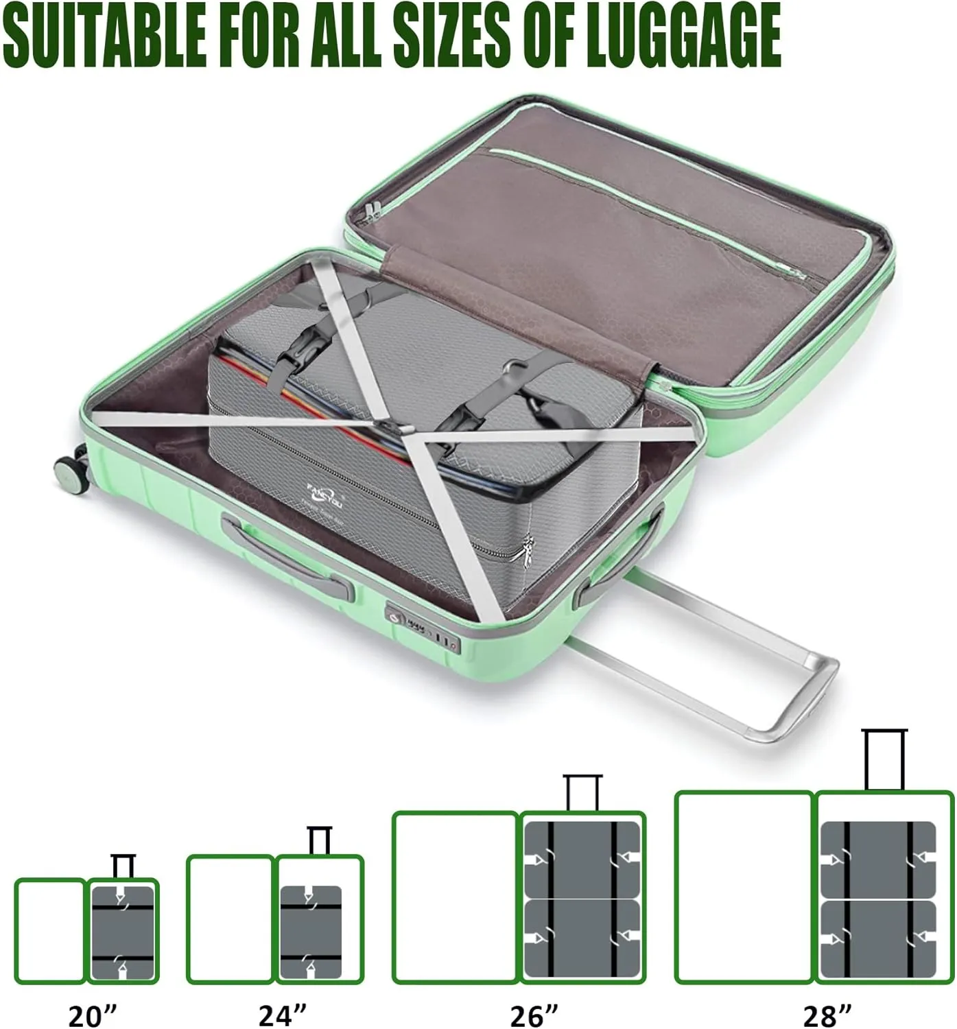 Hanging Packing Cubes for Suitcase Organizer Bags, Upgraded Nylon Fabric Portable Closet 17 * 12 * 24in, Compression Packing and Unpacking In One Step for Business Travel Essentials