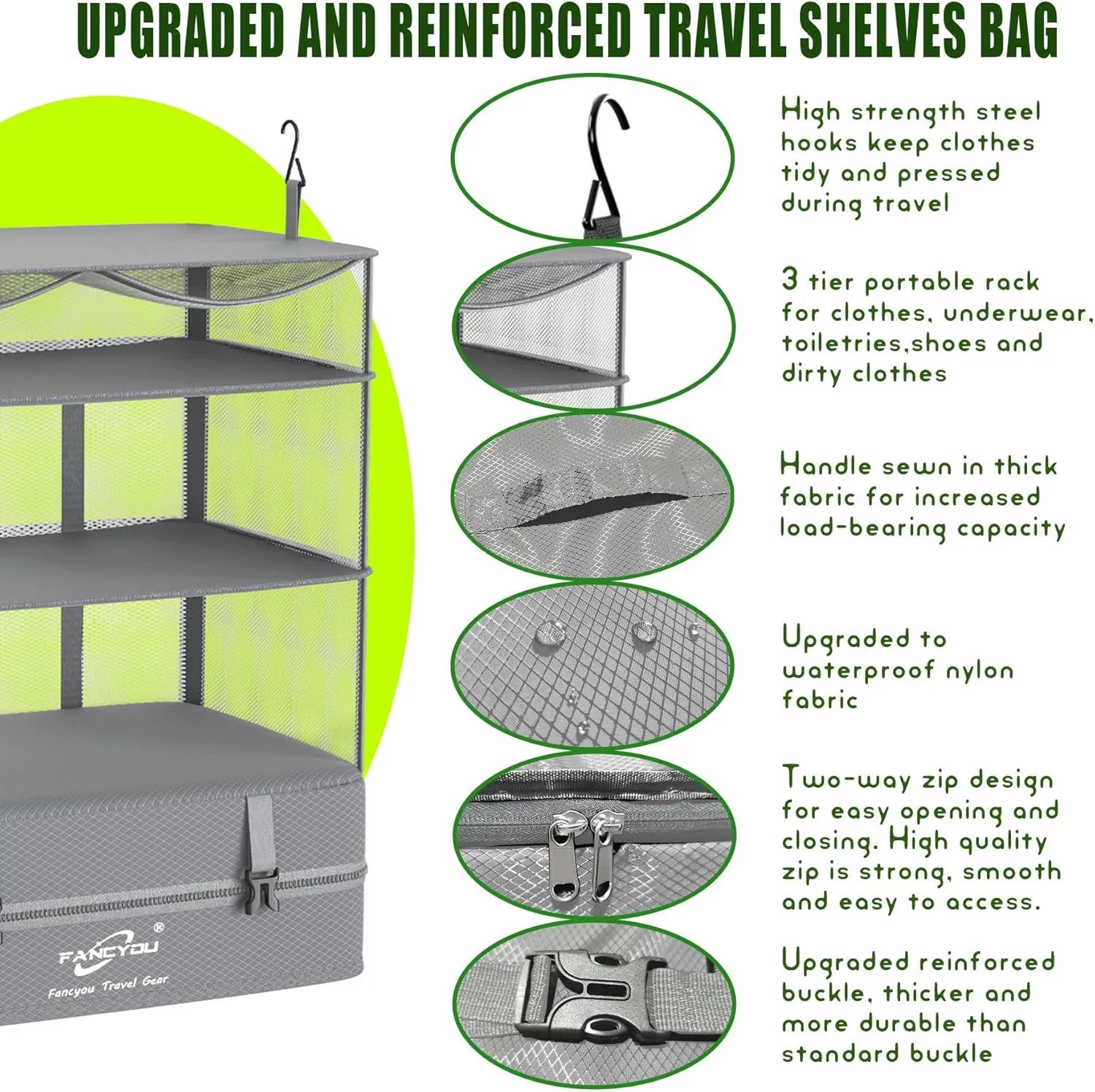 Hanging Packing Cubes for Suitcase Organizer Bags, Upgraded Nylon Fabric Portable Closet 17 * 12 * 24in, Compression Packing and Unpacking In One Step for Business Travel Essentials
