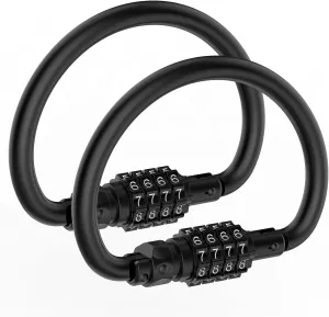 Heavy Duty 4-Digit Combination Locks, 4-Digit Combo Large D-Shaped Carabiner Clip Lock for Backpack, Helmetlok, Suitcase Luggage & Bike Security (2, ‎Black)
