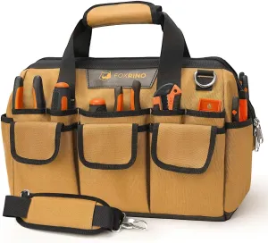 Heavy Duty Tool Bag 14-Inch, 42-Pocket Portable Empty Tool Box Organizer Storage, Anti-Collapse Toolbox Organization, 1200D Oxford Soft Handle Carrying Toolbag, Gifts for Men Father Dad