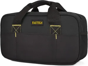 Heavy Duty Tool Bag 14-Inch, Wide Mouth Tool Tote Bag, Waterproof Tool Organizer Bag, Electricians Repairman Tools Tote Bag (Black)