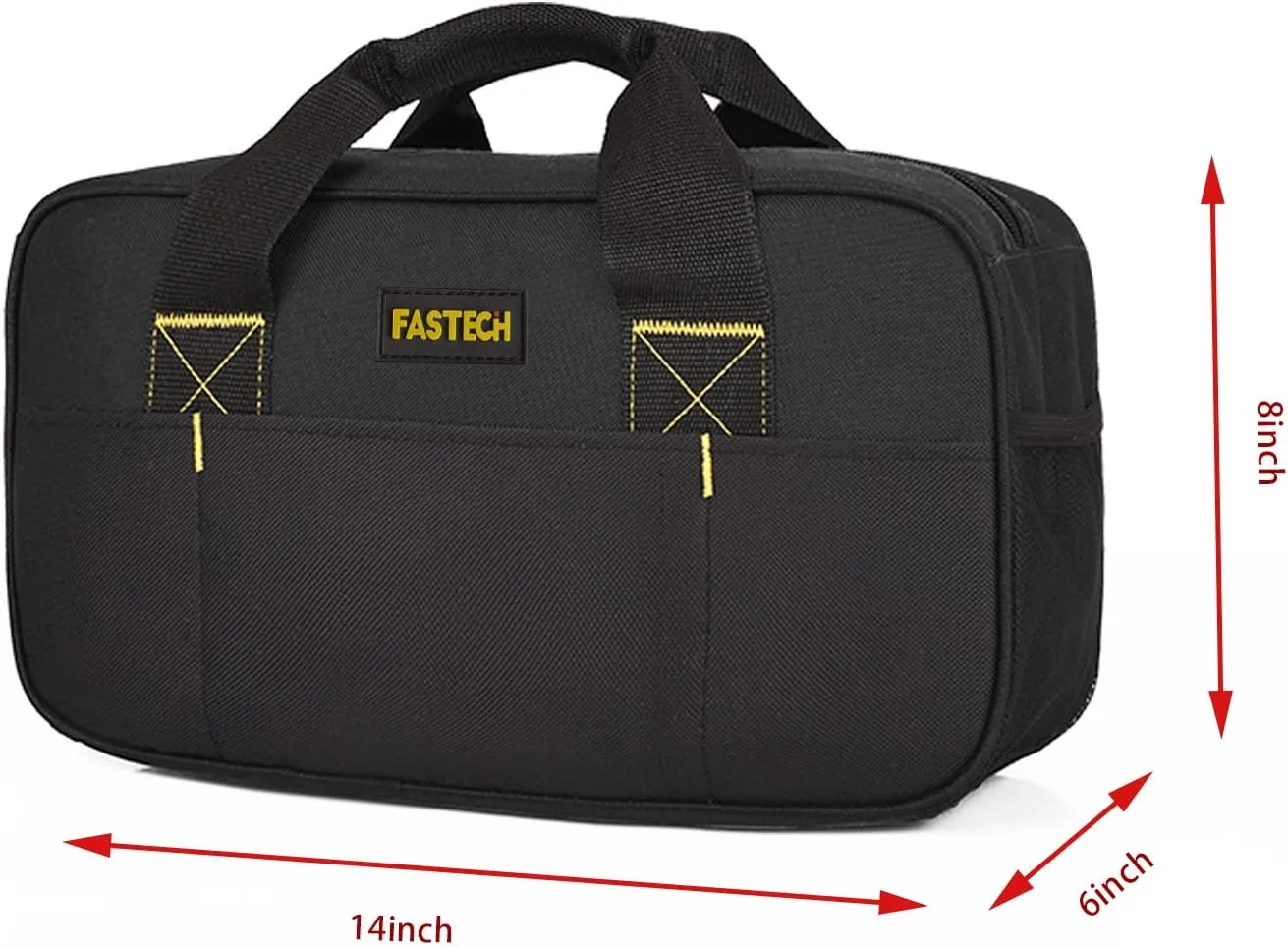 Heavy Duty Tool Bag 14-Inch, Wide Mouth Tool Tote Bag, Waterproof Tool Organizer Bag, Electricians Repairman Tools Tote Bag (Black)