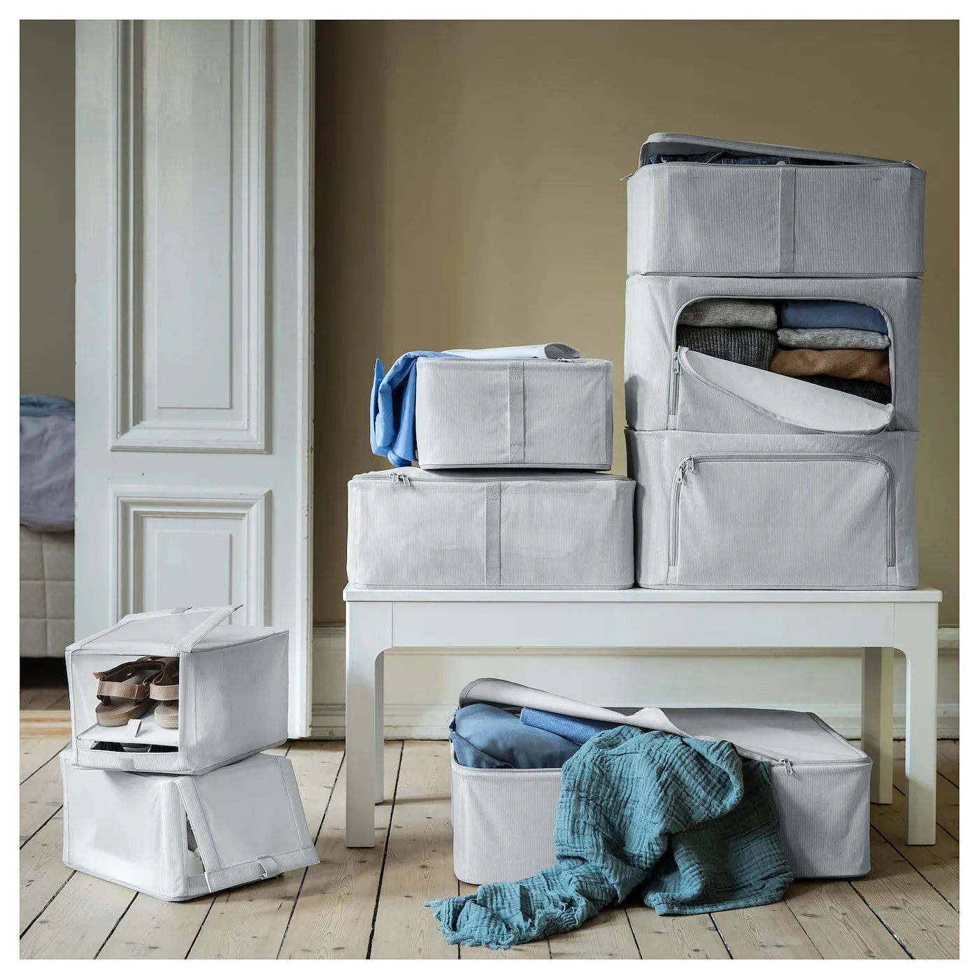 HEMMAFIXARE storage case, fabric striped/white/gre, 10503920